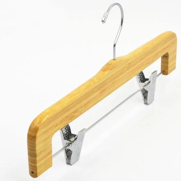 Bamboo Hanger With Steel Clips And Hooks