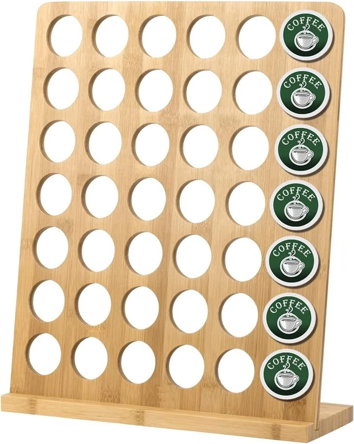 Bamboo Coffee K-Cups Pods Skipuleggjandi rekki 42 Pod Display Geymsla Kaffi Pod Holder