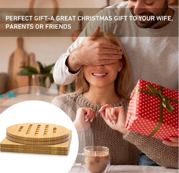 Bamboo Kitchen Pot Holders Hot Pads Trivet Mat Set