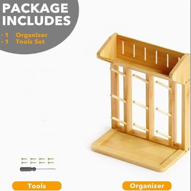 Bamboo Kitchen Bottles Holder Organizer